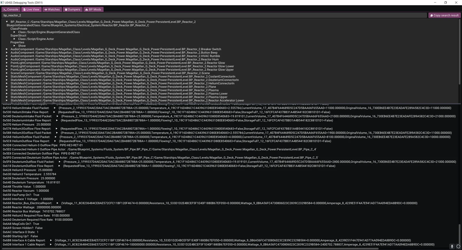 UE4SS 라이브 오브젝트 뷰어/구조 캡처, 또는 FModel로 언리얼 pak을 열어 에셋 목록을 보는 화면